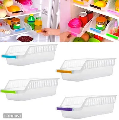 DYOMNIZY Layer Drain Fridge Storage Shelf Space Saver Food Organiser Rack (Colour as per Available, 4)-thumb0