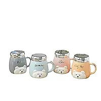 Dyomnizy Teddy Bear Printed Ceramic Multicolor Tea/Coffee Mug with Glass Mirror Lid/Milk Mug for Kids/ Heavy Base Quantity Ceramic Mirror Cup(Color May Very) (Pack of 1)-thumb4