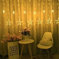 DYOMNIZY String Lights 12 Stars Led Diwali Lights Curtain String Lights Window Curtain Led Lights for Decoration with 8 Flashing for Christmas, Home, Patio Lawn-thumb1