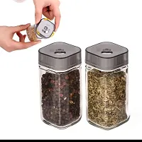 DYOMNIZY Salt Dispenser Metering Salt Shaker Press-Type Quantitative Seasoning Bottle Glass Spice Salt Pepper Container Dispenser (Pack of 2)-thumb2