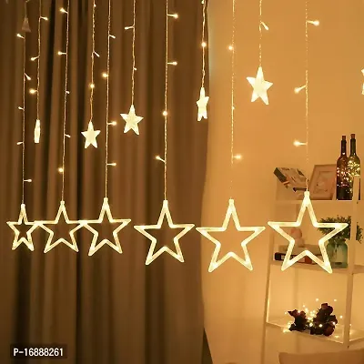 DYOMNIZY String Lights 12 Stars Led Diwali Lights Curtain String Lights Window Curtain Led Lights for Decoration with 8 Flashing for Christmas, Home, Patio Lawn-thumb4