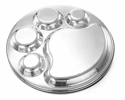 Expresso - Heavy Duty Stainless Steel Round Dinner Plate w/ 5 Sections Divided Mess Trays for Kids Lunch, Camping, Events  Every Day Use Kitchenware-thumb1