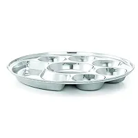 Expresso - Heavy Duty Stainless Steel Round Dinner Plate w/ 7 Sections Divided Mess Trays for Kids Lunch, Camping, Events  Every Day Use Kitchenware-thumb3