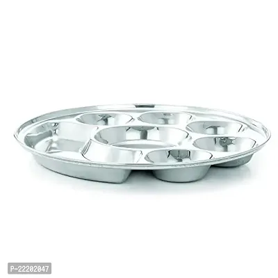 Expresso - Heavy Duty Stainless Steel Round Dinner Plate w/ 7 Sections Divided Mess Trays for Kids Lunch, Camping, Events  Every Day Use Kitchenware-thumb4