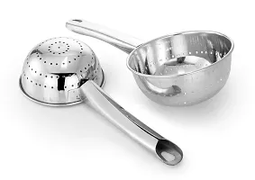 Expresso Stainless Steel Handheld Colander, Strainer with Hole Bowl, Size - 1  3, Set of 2 Piece-thumb1