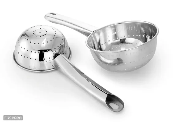 Expresso Stainless Steel Handheld Colander, Strainer with Hole Bowl, Size - 1  3, Set of 2 Piece-thumb2