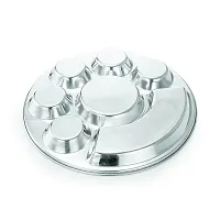 Expresso - Heavy Duty Stainless Steel Round Dinner Plate w/ 7 Sections Divided Mess Trays for Kids Lunch, Camping, Events  Every Day Use Kitchenware-thumb1