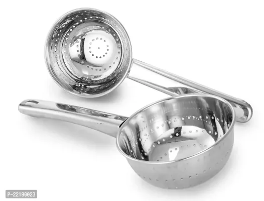 Expresso Stainless Steel Handheld Colander, Strainer with Hole Bowl, Size - 2  4, Set of 2 Piece