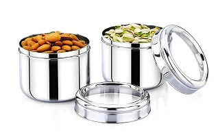 Expresso Stainless Steel Kitchen Storage Canister/Dabba/Box With See Through Lid Unbreakable Jar Set Of 2-200 ml Each-thumb3