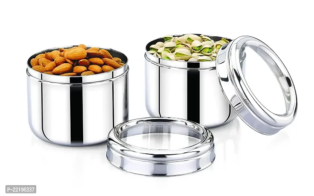 Expresso Stainless Steel Kitchen Storage Canister/Dabba/Box With See Through Lid Unbreakable Jar Set Of 2-200 ml Each-thumb4