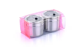 Expresso Stainless Steel Kitchen Storage Canister/Dabba/Box With See Through Lid Unbreakable Jar Set Of 2-200 ml Each-thumb1