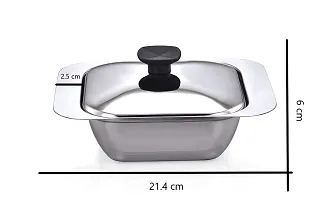 Expresso Stainless Steel Platinum Casserole with Lid, Multipurpose Use for Kitchen and Restaurant, Dishwasher Safe (Silver, 750 ml)-thumb2