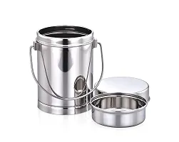 Expresso Stainless Steel 2 in 1 Multipurpose Milk Can/Chutney n Sambhar Barni with Steel Inner Separator Cup Small (CST)-thumb1