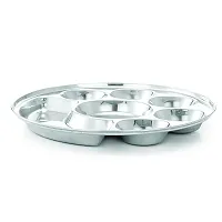 Expresso - Heavy Duty Stainless Steel Round Dinner Plate w/ 7 Sections Divided Mess Trays for Kids Lunch, Camping, Events  Every Day Use Kitchenware-thumb2