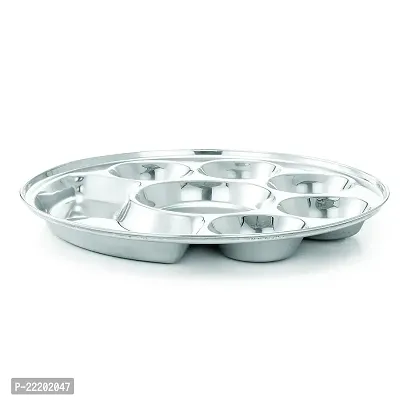 Expresso - Heavy Duty Stainless Steel Round Dinner Plate w/ 7 Sections Divided Mess Trays for Kids Lunch, Camping, Events  Every Day Use Kitchenware-thumb3