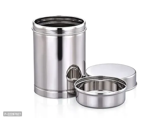Expresso Stainless Steel 2 in 1 Multipurpose Milk Can/Chutney n Sambhar Barni with Steel Inner Separator Cup Small (2in1)-thumb2