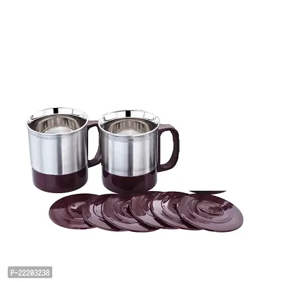 Expresso? - 200 ML Double Wall Stainless Steel Coffee/Tea Cup Set of 2 with Lid