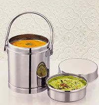 Expresso Stainless Steel 2 in 1 Multipurpose Milk Can/Chutney n Sambhar Barni with Steel Inner Separator Cup Small (CST)-thumb2