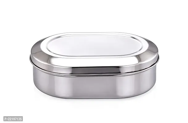 Expresso Stainless Steel Kitchen's Storage Costa Capsule Shape Container Box with Plain Lid - Small - 1 Pc - 1500 ml