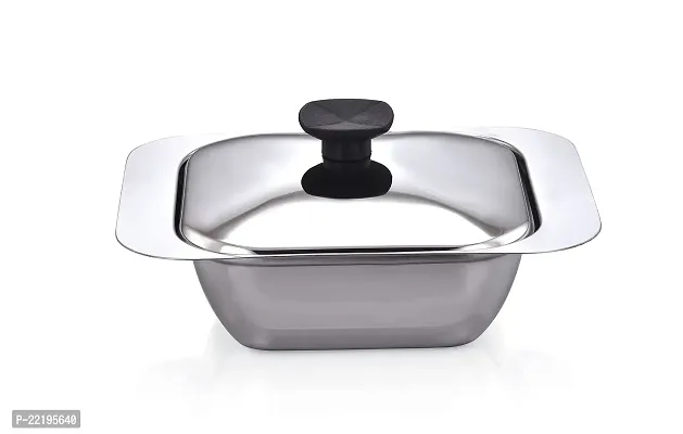 Expresso Stainless Steel Platinum Casserole with Lid, Multipurpose Use for Kitchen and Restaurant, Dishwasher Safe (Silver, 750 ml)