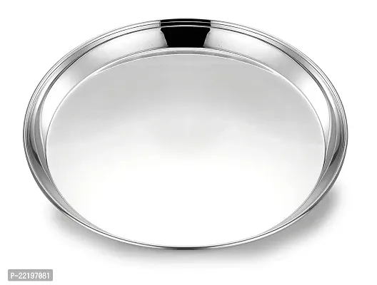 Expresso Stainless Steel Dinner Plate Steel Thali for Bhojan Lunch - Silver-thumb0