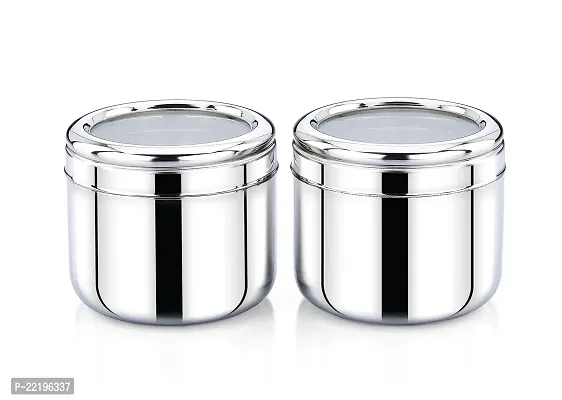 Expresso Stainless Steel Kitchen Storage Canister/Dabba/Box With See Through Lid Unbreakable Jar Set Of 2-200 ml Each