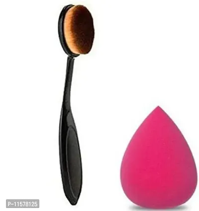 Professional Oval Brush And Sponge Puff Pack Of 2  (Pack of 2