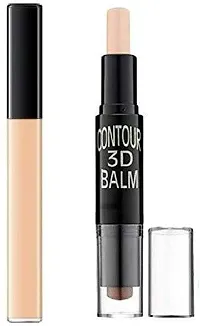 Face MAKEUP COMBO 1 OIL FREE PRIMER, 1-3D CONTOUR CONCEALER STICK, 1 LIQUID OIL FREE FOUNDATION, 1 MAKE UP SETTING RAY FIXER-thumb1