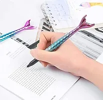 Mermaid Fish Tail Shape Gel Pen for Girls/Cute Gel Pen Stationery, Best Birthday Return Gift For Girls, Fish Shape Blue Gel Pen, Pen Set For Kids (4)-thumb2