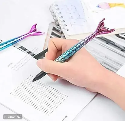 Mermaid Fish Tail Shape Gel Pen for Girls/Cute Gel Pen Stationery, Best Birthday Return Gift For Girls, Fish Shape Blue Gel Pen, Pen Set For Kids (4)-thumb3
