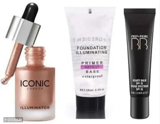 London Illuminator Highlighter 30ml with makeup face primer and BB FOUNDATION (3 Items in the set)