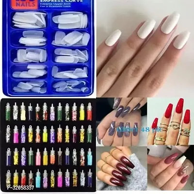 Artificial Nails With glitter set 48 pic Nails Set Of 100 Pcs-thumb3