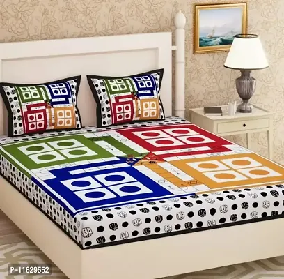 Stylish Fancy Comfortable Cotton Printed Double 1 Bedsheet + 2 Pillowcovers