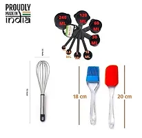 Useful 8 Pieces Black Measuring Cups And Spoons Set with  Silicone Spatula And Brush Setand Whisk  And  Non-Electric Hand Blender-thumb1