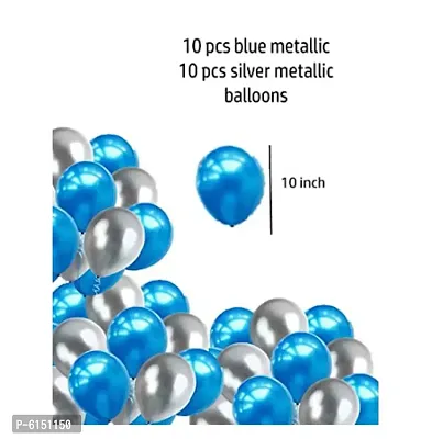 Silver Blue Happy Birthday Decoration Combo Kit With Banner Balloons Stars 35Pcs For Birthday Decoration-thumb3