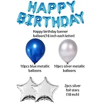 Silver Blue Happy Birthday Decoration Combo Kit With Banner Balloons Stars 35Pcs For Birthday Decoration-thumb1