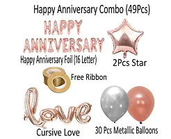 (49 Pcs) Happy Anniversary Balloons Decoration Setand Hd Metallic Balloonsand Cursive Love For Decoration Kit Combo (Rose Gold)-thumb1