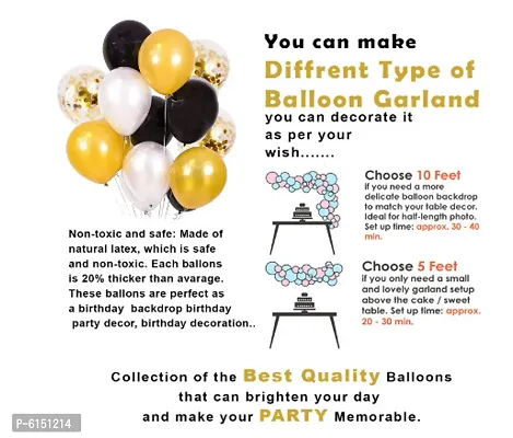 Blackand White + Golden Happy Birthday Banner +Latex Party Balloons Combo-thumb3