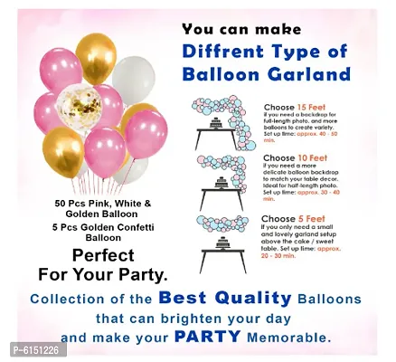 Pink and White Happy Birthday Balloons Decorations Set  63Pcs-thumb4