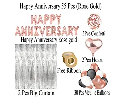 (55 Pcs) Happy Anniversary Balloons Decoration Set With Hd Metallic Balloons And Pre Filled Confettiand Curtain and Heart Foil Decoration Kit Combo (Rose Gold)-thumb1