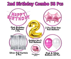 2Nd Birthday Decoration Items For Girls 58Pcs Pink Birthday Decoration With Silver Foil Curtain  2Nd Birthday Party Decorationsand Birthday Decorations Kit-thumb1