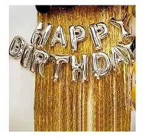 Golden Silver Happy Birthday Decoration Combo Kit With Bannerand Balloonsand Foil Curtain 48Pcs For Birthday Decoration-thumb1