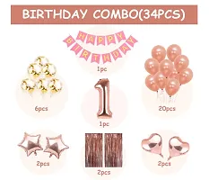 1St Birthday Decoration For Baby Girl Gold Rose Combo 34Pcs For Baby Girl 1St Bday Decor-thumb1