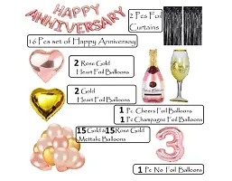 3 Rose Gold Foil Balloons with Happy Anniversary Decoration Items ( Pack of 55)-thumb1