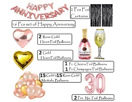 30 Rose Gold Foil Balloons with Happy Anniversary Decoration Items ( Pack of 55)-thumb1