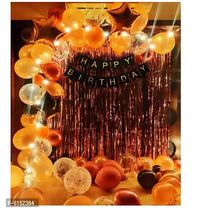 Rose Gold Birthday Decorations Items With LED Lights-69 Pieces