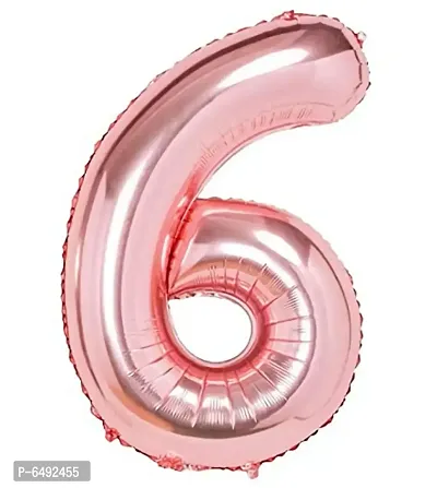 Numbers Foil Balloon 16Inch -(Pack Of One Unit) Rose(Rose Gold-6)
