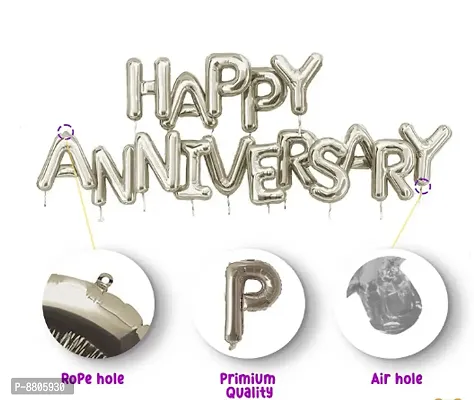 63  Pieces 15 White , 15 Silver And 15 Blue Metallic Foil Balloons, 16  Pieces Silver Happy Anniversary Letters Foil Balloon, 2  Pieces Silver Curtains-thumb3