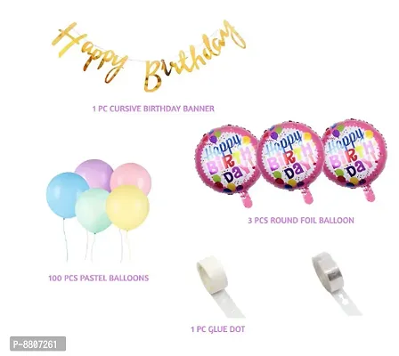 Cursive Golden Birthday Banner Pastel Balloon Arch Set Of 106  Pieces-thumb2
