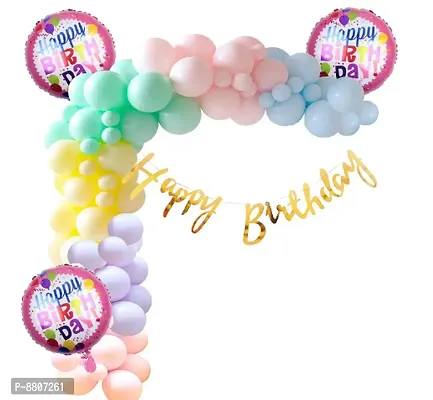 Cursive Golden Birthday Banner Pastel Balloon Arch Set Of 106  Pieces-thumb4